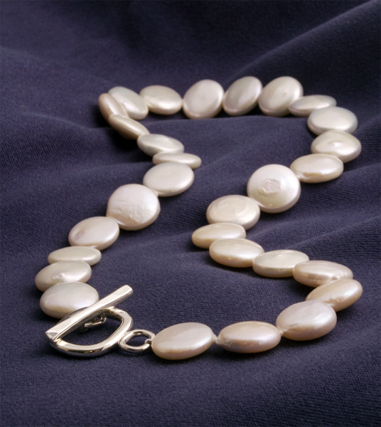 Large Coin Pearl Toggle Necklace